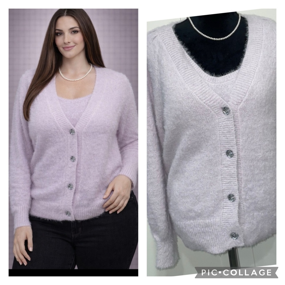 Soft fuzzy 2-piece sweater top
